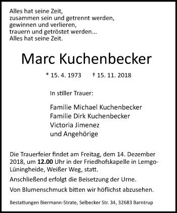 Anzeige  Marc Kuchenbecker  Lippische Landes-Zeitung