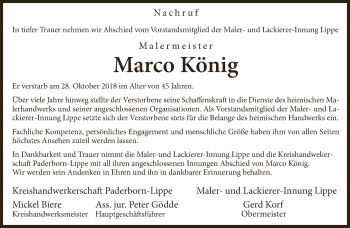 Anzeige  Marco König  Lippische Landes-Zeitung
