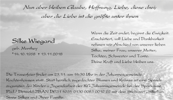 Anzeige  Silke Wiegand  Lippische Landes-Zeitung