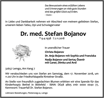 Anzeige  Stefan Bojanov  Lippische Landes-Zeitung