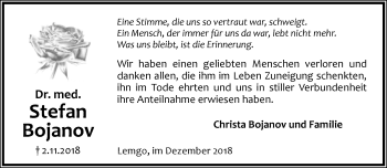 Anzeige  Stefan Bojanov  Lippische Landes-Zeitung
