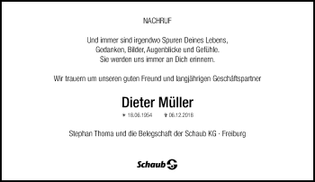 Anzeige  Dieter Müller  Lippische Landes-Zeitung