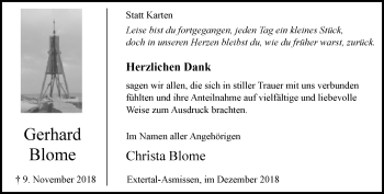 Anzeige  Gerhard Blome  Lippische Landes-Zeitung