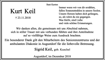 Anzeige  Kurt Keil  Lippische Landes-Zeitung