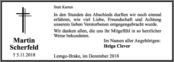 Anzeige  Martin Scherfeld  Lippische Landes-Zeitung
