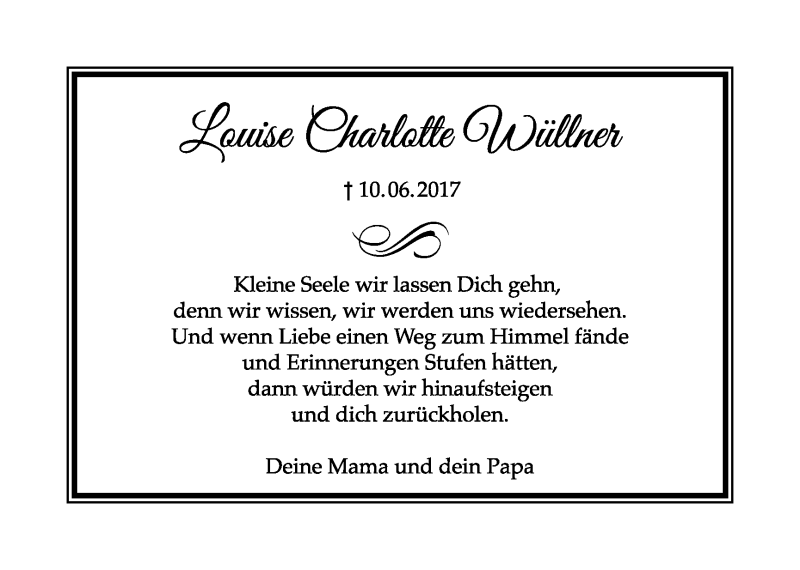  Traueranzeige für Louise Charlotte Wüllner vom 17.06.2017 aus Lippische Landes-Zeitung