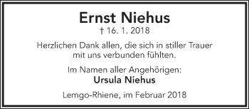Anzeige  Ernst Niehus  Lippische Landes-Zeitung