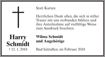 Anzeige  Harry Schmidt  Lippische Landes-Zeitung