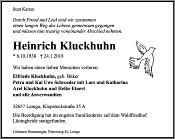 Anzeige  Heinrich Kluckhuhn  Lippische Landes-Zeitung