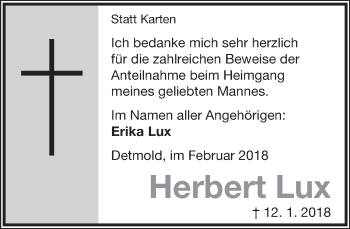 Anzeige  Herbert Lux  Lippische Landes-Zeitung