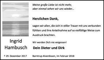 Anzeige  Ingrid Hambusch  Lippische Landes-Zeitung