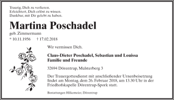 Anzeige  Martina Poschadel  Lippische Landes-Zeitung