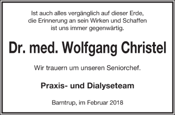 Anzeige  Wolfgang Christel  Lippische Landes-Zeitung