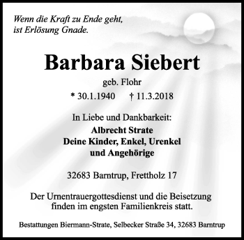 Anzeige  Barbara Siebert  Lippische Landes-Zeitung
