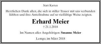 Anzeige  Erhard Meier  Lippische Landes-Zeitung