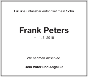 Anzeige  Frank Peters  Lippische Landes-Zeitung
