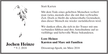 Anzeige  Jochen Heinze  Lippische Landes-Zeitung