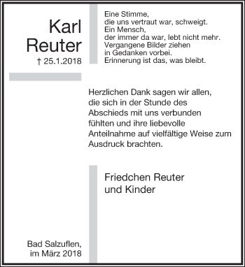 Anzeige  Karl Reuter  Lippische Landes-Zeitung