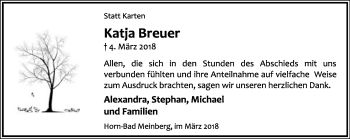 Anzeige  Katja Breuer  Lippische Landes-Zeitung