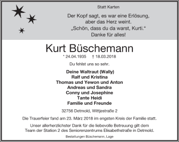 Anzeige  Kurt Büschemann  Lippische Landes-Zeitung