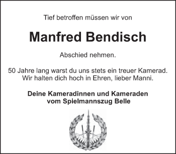 Anzeige  Manfred Bendisch  Lippische Landes-Zeitung