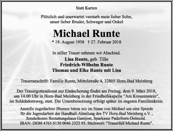 Anzeige  Michael Runte  Lippische Landes-Zeitung