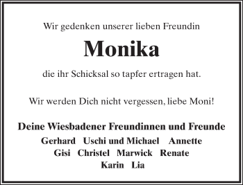 Anzeige  Monika   Lippische Landes-Zeitung