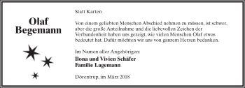 Anzeige  Olaf Begemann  Lippische Landes-Zeitung