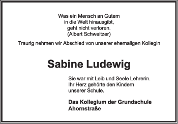 Anzeige  Sabine Ludewig  Lippische Landes-Zeitung