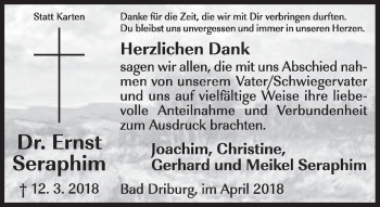 Anzeige  Ernst Seraphim  Lippische Landes-Zeitung