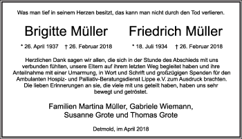 Anzeige  Friedrich Müller  Lippische Landes-Zeitung