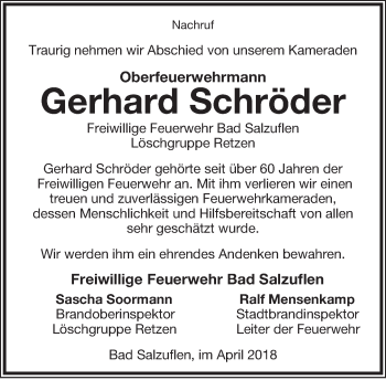 Anzeige  Gerhard Schröder  Lippische Landes-Zeitung
