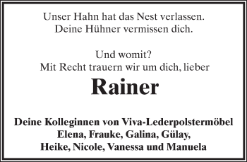 Anzeige  Rainer   Lippische Landes-Zeitung