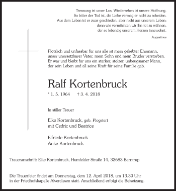 Anzeige  Ralf Kortenbruck  Lippische Landes-Zeitung