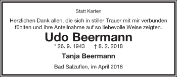 Anzeige  Udo Beermann  Lippische Landes-Zeitung