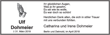Anzeige  Ulf Dohmeier  Lippische Landes-Zeitung