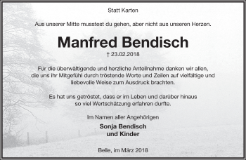 Anzeige  Manfred Bendisch  Lippsiche Landes-Zeitung