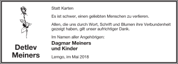 Anzeige  Detlev Meiners  Lippische Landes-Zeitung