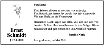 Anzeige  Ernst Schmidt  Lippische Landes-Zeitung