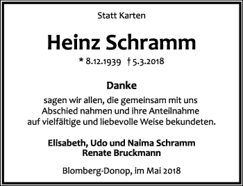 Anzeige  Heinz Schramm  Lippische Landes-Zeitung