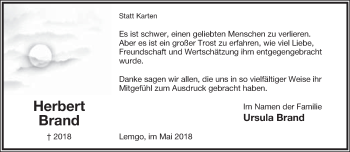 Anzeige  Herbert Brand  Lippische Landes-Zeitung