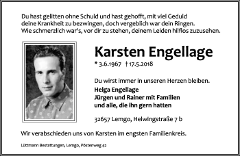 Anzeige  Karsten Engellage  Lippische Landes-Zeitung