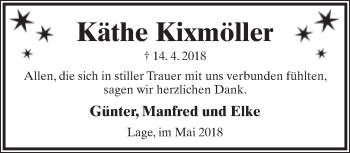 Anzeige  Käthe Kixmöller  Lippische Landes-Zeitung