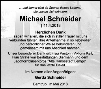 Anzeige  Michael Schneider  Lippische Landes-Zeitung