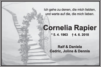 Anzeige  Cornelia Rapier  Lippische Landes-Zeitung