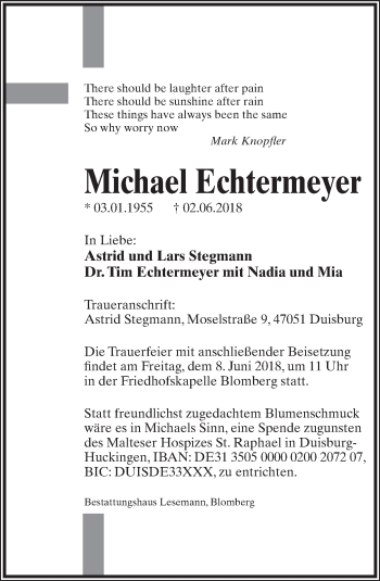 Anzeige  Michael Echtermeyer  Lippische Landes-Zeitung