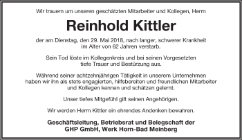 Anzeige  Reinhold Kittler  Lippische Landes-Zeitung