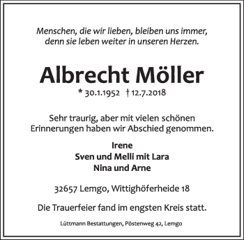 Anzeige  Albrecht Möller  Lippische Landes-Zeitung