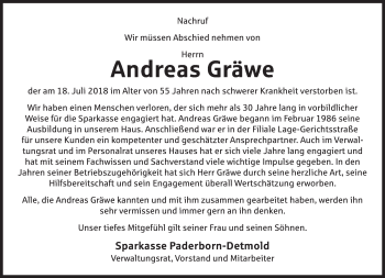 Anzeige  Andreas Gräwe  Lippische Landes-Zeitung