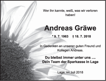 Anzeige  Andreas Gräwe  Lippische Landes-Zeitung